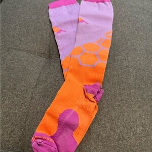 Vibrant Purple and Orange Knee-High Socks